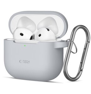 Etui na słuchawki TECH-PROTECT Silicone Hook do Apple Airpods 4 Szary