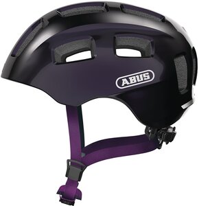 Kask rowerowy ABUS Youn-I 2.0 Czarno-fioletowy dla Dzieci z lampką (rozmiar M)