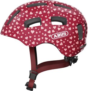 Kask rowerowy ABUS Youn-I 2.0 Cherry Heart Czerwony dla Dzieci z lampką (rozmiar S)