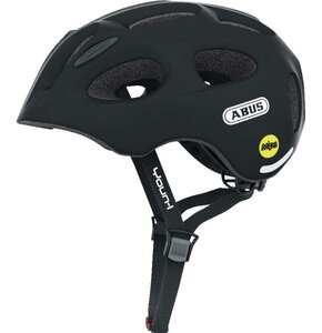 Kask rowerowy ABUS Youn-I Czarny dla Dzieci z lampką (rozmiar S) MIPS
