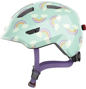 Kask rowerowy ABUS Smiley 3.0 LED Rainbow Niebiesko-zielony dla Dzieci z lampką (rozmiar M)