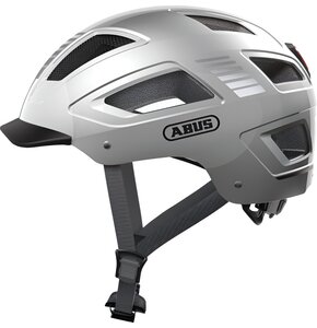 Kask rowerowy ABUS Hyban 2.0 Signal Srebrny Miejski z lampką (rozmiar XL)