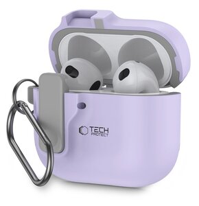 Etui na słuchawki TECH-PROTECT Slim Hook do Apple Airpods 4 Fioletowy