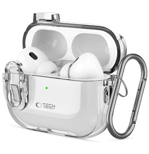 Etui na słuchawki TECH-PROTECT Slim Hook do Apple Airpods Pro 1/2 Przezroczysty