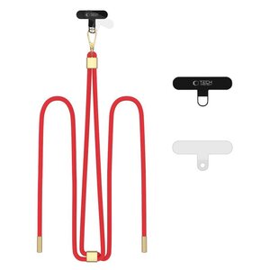 Smycz do telefonu TECH-PROTECT C2S Rope Crossbody Strap Czerwono-złoty