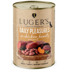 Karma dla psa LUGER'S Daily Pleasures z sercami z kurczaka i marchewką 400g