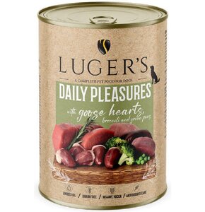 Karma dla psa LUGER'S Daily Pleasures Serca gęsi, brokuł i zielony groszek 400g