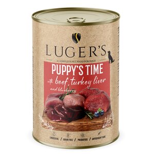 Karma dla psa LUGER'S Puppy's Time z wołowiną, wątróbką z indyka i borówką 400 g