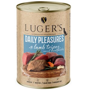 Karma dla psa LUGER'S Daily Pleasures z żołądkami jagnięcymi, marchewką i pietruszką 400 g