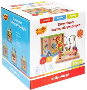 Zabawka edukacyjna SMILY PLAY Drewniana kostka aktywizująca 5w1 SPW84950