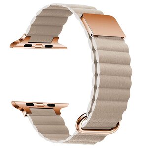 Pasek LUNA A00294 do Apple Watch 3/4/5/6/7/8/9/SE (38/40/41mm) Khaki/Złoty