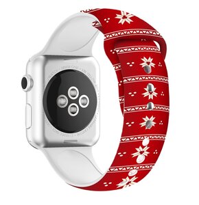 Pasek LUNA A00300 do Apple Watch 3/4/5/6/7/8/SE (38/40/41mm) Czerwono-biały