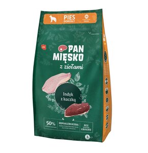 Karma dla psa PAN MIĘSKO Indyk z kaczką i ziołami M 3 kg