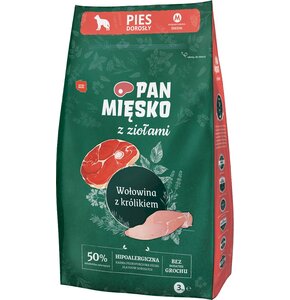 Karma dla psa PAN MIĘSKO Ziołowa wołowina z królikiem M 3 kg