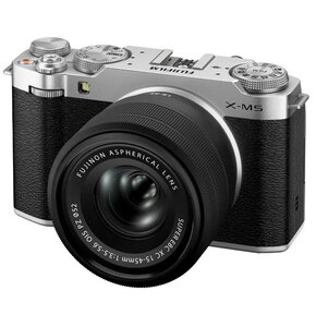 Aparat bezlusterkowy FUJIFILM X-M5 Srebrny + Obiektyw XC 15-45mm f/3.5-5.6 OIS PZ, 26.1Mpix, 6.2K/30kl, 425 punktowy AF