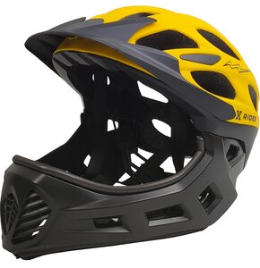 Kask rowerowy XRIDER XR00KFH01 Czarno-żółty Full Face dla Dzieci z odpinaną szczęką (rozmiar S)
