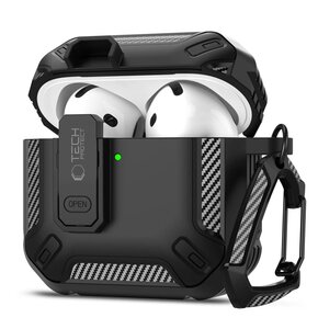 Etui na słuchawki TECH-PROTECT Carbonox do Apple Airpods 4 Czarny