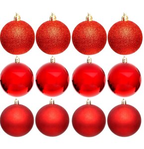 Bombki CHRISTMAS DECORATION Set 6 cm Czerwony (12 sztuk)