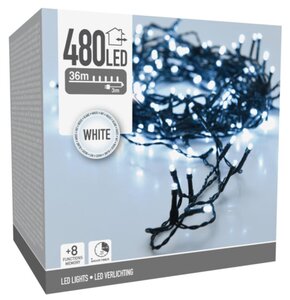 Lampki Choinkowe CHRISTMAS DECORATION Łańcuch Świetlny 480 LED TIMER Zimny Biały