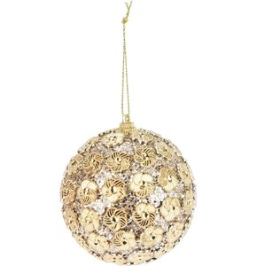 Bombka CHRISTMAS DECORATION z Cekinami 8 cm Złoty
