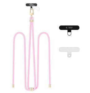 Smycz do telefonu TECH-PROTECT C7S Rope Crossbody Strap Jasnoróżowo-złoty