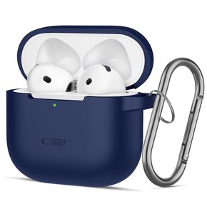 Etui na słuchawki TECH-PROTECT Silicone Hook do Apple Airpods 4 Granatowy