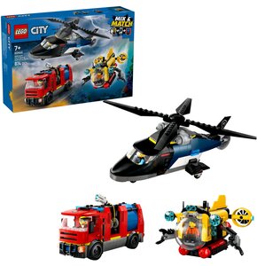 LEGO 60462 City Zestaw z helikopterem, wozem strażackim i łodzią podwodną