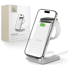 Ładowarka indukcyjna TECH-PROTECT QI15W-A36 3w1 10W Biały Qi MagSafe