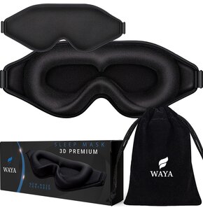 Opaska na oczy WAYA 3D Premium V2 Czarny + worek WAYA