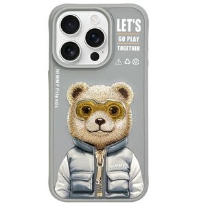 Etui NIMMY Cool&Cute 2.0 Bear do Apple iPhone 15 Pro Max Szary