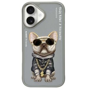 Etui NIMMY Glasses Cool Dog do Apple iPhone 16 Szary