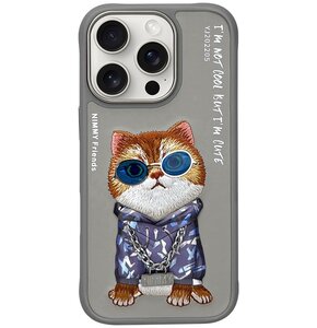 Etui NIMMY Glasses Cool Cat do Apple iPhone 16 Pro Max Szary