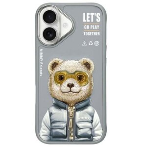 Etui NIMMY Cool&Cute 2.0 Bear do Apple iPhone 16 Szary