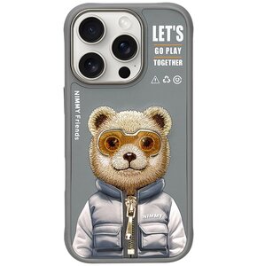 Etui NIMMY Cool&Cute 2.0 Bear do Apple iPhone 16 Pro Max Szary