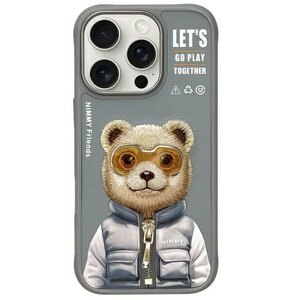 Etui NIMMY Cool&Cute 2.0 Bear do Apple iPhone 16 Pro Szary