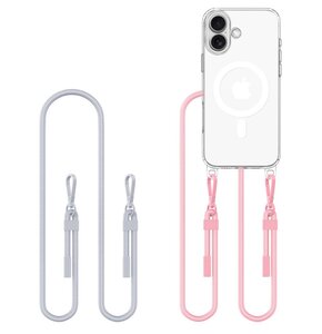 Etui TECH-PROTECT Flexair Chain MagSafe do Apple iPhone 16 Przezroczysto-szaro-różowy