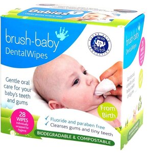 Chusteczki do higieny zębów i dziąseł BRUSH-BABY (0-16 m-cy) 28 szt.