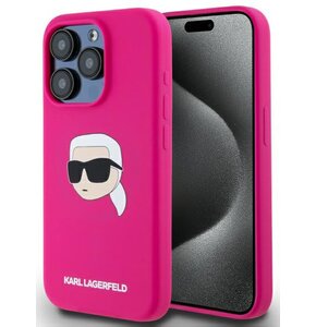 Etui KARL LAGERFELD Silicone Karl Head Print MagSafe do Apple iPhone 15 Pro Max Fuksja