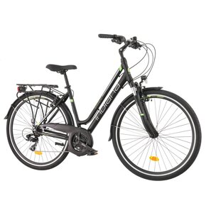 Rower trekkingowy INDIANA X-Road 1.0 D19 28 cali damski Czarno-zielony