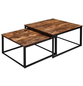 Zestaw stolików kawowych EHOKERY Velen Rustic Kwadratowy Postarzany Dąb