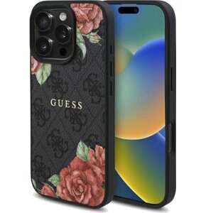 Etui GUESS 4G Flowers Print MagSafe do Apple iPhone 16 Pro Max Czarny