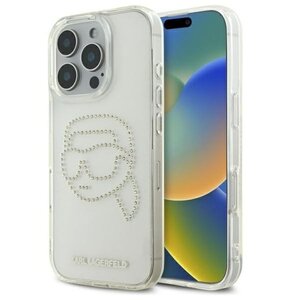 Etui KARL LAGERFELD IML Rhinestones Karl Head do Apple iPhone 16 Pro Max Przezroczysty