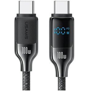 Kabel USB-C - USB-C USAMS z wyświetlaczem LCD HX Series SJ742USB02 100W 1.2m Czarny