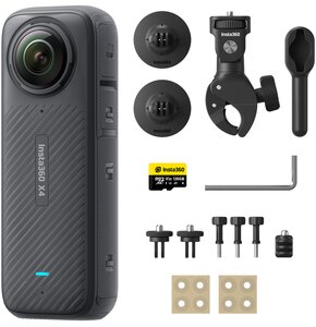 Kamera sportowa INSTA360 X4 MOTORCYCLE BUNDLE, filmy 360° w rozdzielczości 8K/30 FPS, Wi-Fi, Bluetooth