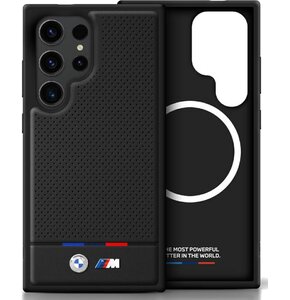Etui BMW Leather Tricolor Stripe do Samsung Galaxy S25 Ultra Czarny