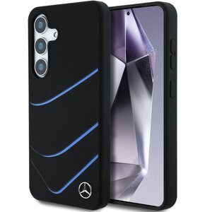 Etui MERCEDES Silicone Contrasted Curves MagSafe do Samsung Galaxy S25 Czarny