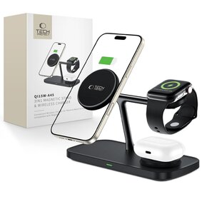 Ładowarka indukcyjna TECH-PROTECT QI15W A45 3w1  Czarny Qi MagSafe