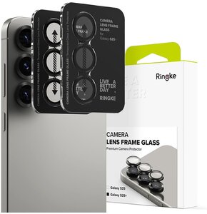 Szkło hartowane na obiektyw RINGKE Camera Frame Protector do Samsung Galaxy S25+ Czarny (2 szt.)