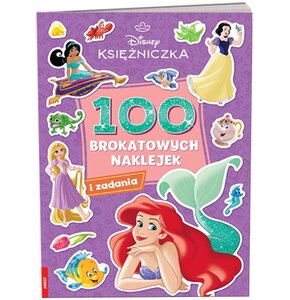 Książka z naklejkami Disney Księżniczka 100 brokatowych (miękka okładka)