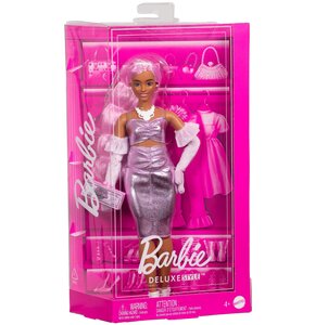 Lalka Barbie Deluxe Style Metaliczna różowa sukienka Barbiecore HYV25